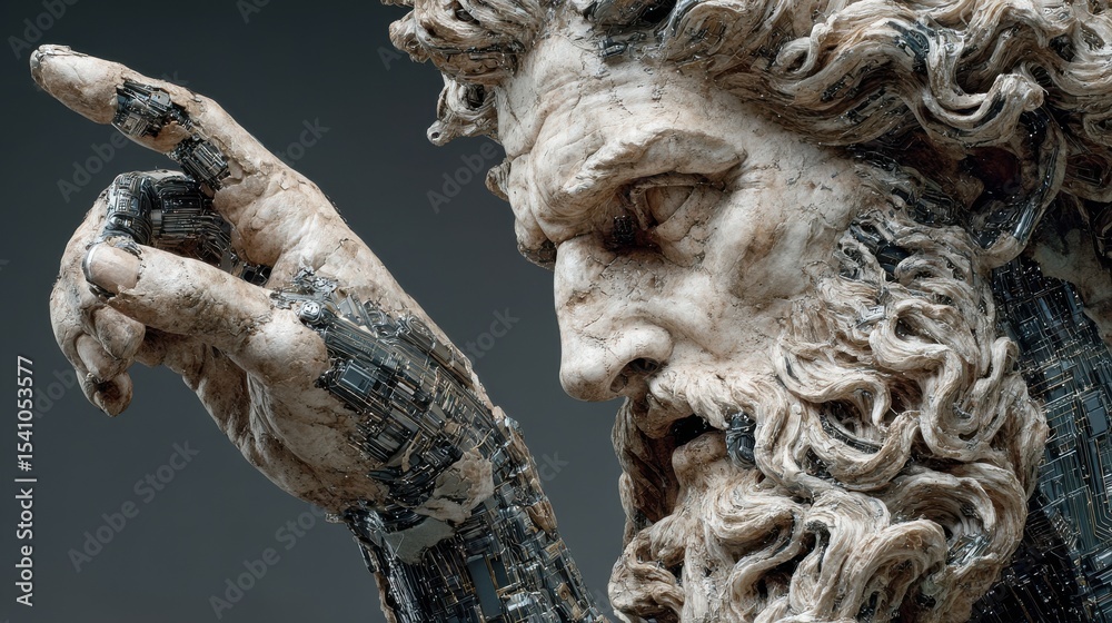 Fototapeta premium A statue of a man with a hand pointing up