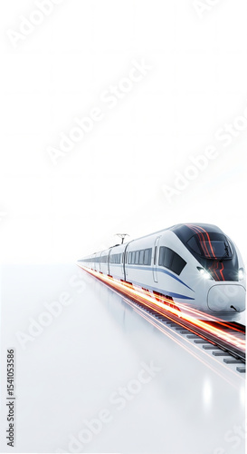 High Speed Train on White Futuristic Motion and Innovation