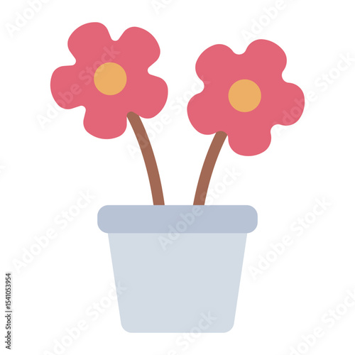 blooming plant flat icon for decorative garden container