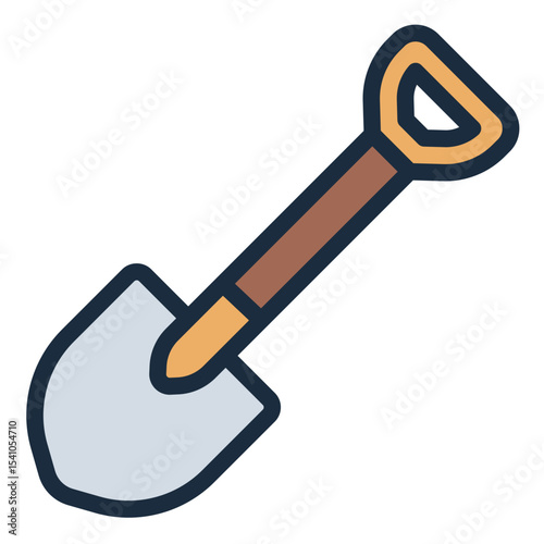 shovel tool filled line icon for digging and garden prep