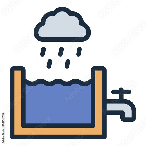 tank tap filled line icon for rainwater collection system