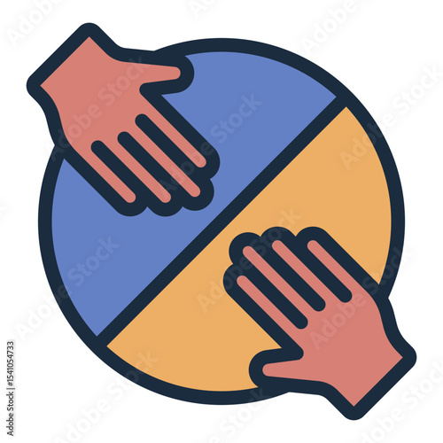 circle hand filled line icon for permaculture ethic of sharing