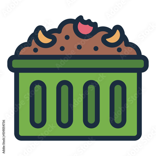 organic bin filled line icon for garden composting system