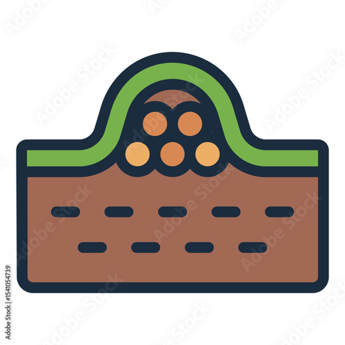 mounded bed filled line icon for permaculture hugelkultur system