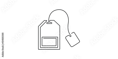 Continuous one line drawing of tea bag. Single line drawing of tea bag icon. Isolated on white background, Tea bag continuous one line drawing vector illustration