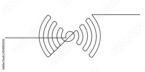 Continuous one line drawing of Wi-Fi signal. Single line drawing illustration of internet signal hotspot. Internet, network, wireless concept vector illustration