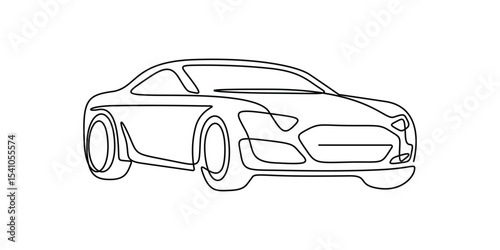 Modern city car continuous one line drawing. Sports car single one line art editable vector illustration