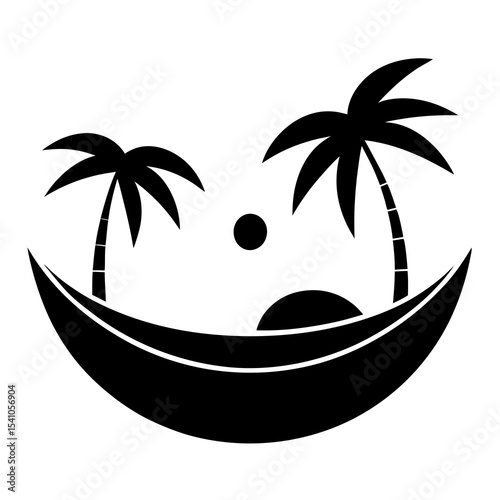 Tropical hammock scene icon isolated on white background