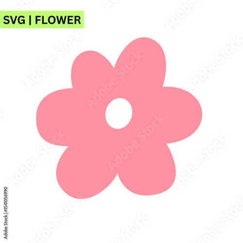 A charming vector logo design of a cute flower with whimsical elements, embodying happiness and nature in a lively and inviting format.