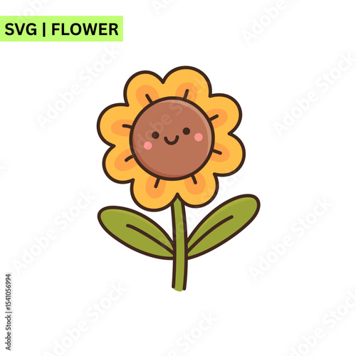 A vibrant flower vector logo featuring a cute, smiling flower with colorful petals, symbolizing joy and creativity in a fun and modern design.
