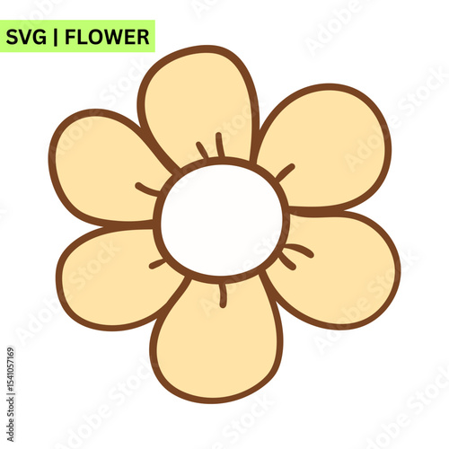An adorable flower logo illustration showcasing a whimsical bloom with bright colors, representing freshness and positivity in a playful vector style.
