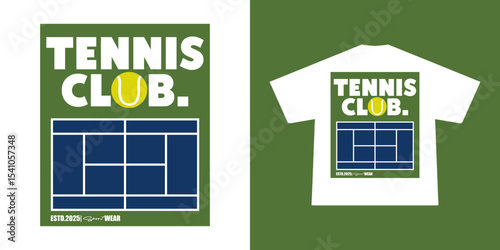 Aesthetic illustration of tennis t shirt design, vector graphic, typographic poster or tshirts street wear and Urban style	
