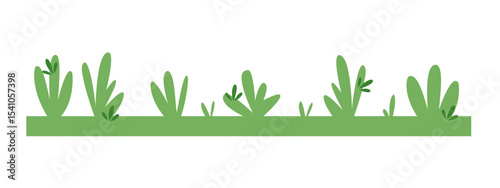 Green Bushes and Grass Border Vector – Nature Silhouette Landscape Element