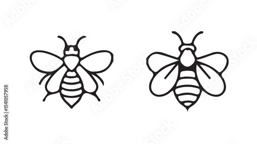 Black silhouette with bee, Bumblebee or honey bee icon. Summer insect. vector illustration eps 10.