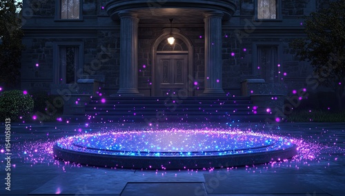 Grand mansion entrance, ethereal circle
