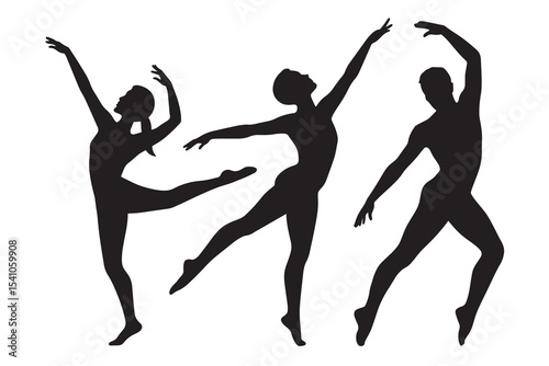 Ballet Dancer Silhouette Vector Set,  Elegant Ballet Poses for Dance, Fitness, and Art Projects, SVG Pack for Graphic Design