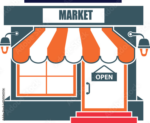 Simple market store icon isolated on transparent background