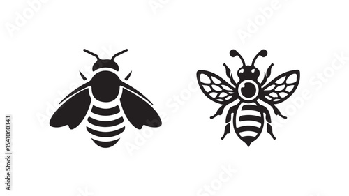 Bee icon vector on the white background. Flying honey bee icon symbol in line, flat.Vector illustration eps 10.