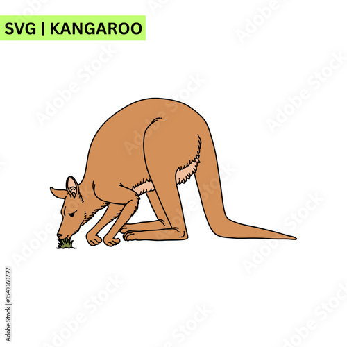 A whimsical kangaroo logo template illustrating a joyful kangaroo with a pouch, emphasizing excitement and playfulness in a dynamic artistic design.