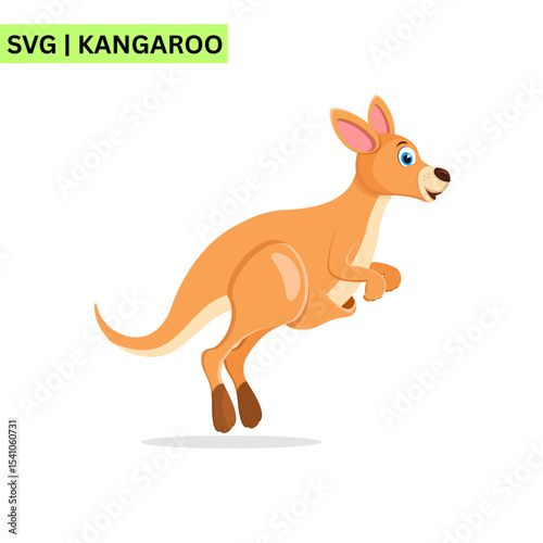 A charming vector logo design of a cute kangaroo with a playful pose, embodying adventure and friendliness in a bright and engaging format.