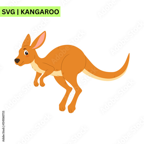 A whimsical kangaroo logo template illustrating a happy kangaroo with a pouch, emphasizing playfulness and excitement in a dynamic artistic design.