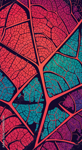 Vibrant Abstract Leaf Veins Texture Background Vector