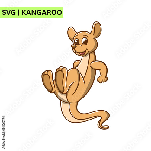 A delightful kangaroo vector logo featuring a cute kangaroo with a cheerful expression, symbolizing joy and playfulness in a colorful modern design.