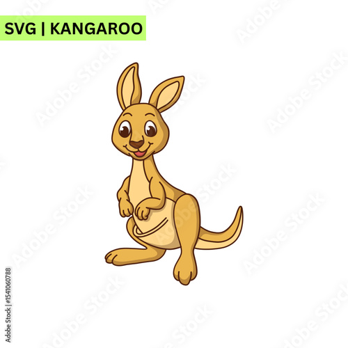 An engaging kangaroo logo illustration showcasing a friendly kangaroo with a big smile, representing fun and adventure in a vibrant vector style.