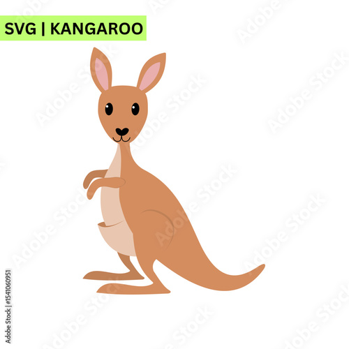 A delightful kangaroo vector logo featuring a cute kangaroo with a cheerful expression, symbolizing joy and playfulness in a colorful modern design.