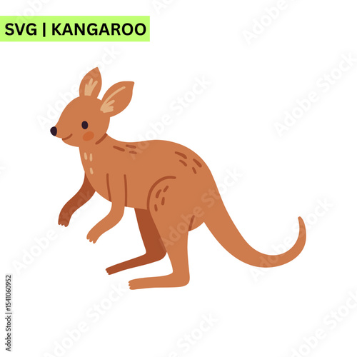 A cheerful kangaroo vector logo featuring a cute kangaroo with bright colors, symbolizing joy and energy in a playful and modern design.