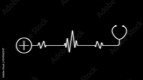 glowing heart pulse. Electrocardiogram motion. Emergency ECG monitoring Heartbeat, cardiogram.glow animation of heartbeat.