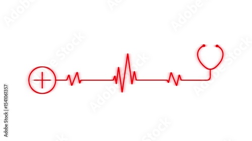 glowing heart pulse. Electrocardiogram motion. Emergency ECG monitoring Heartbeat, cardiogram.glow animation of heartbeat.