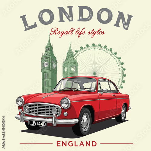 Vintage City of London . royall life in england.london graphics. retro city of londond bridge. city print t-shirt design. graphic tee design of london.
