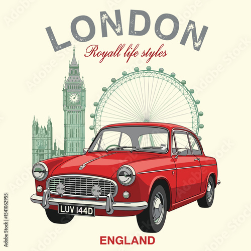 Vintage City of London . royall life in england.london graphics. retro city of londond bridge. city print t-shirt design. graphic tee design of london.