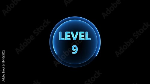 Level 2 neon glowing with neon circle animation. Ideal for futuristic game intros, digital screens, or cyberpunk-style level transitions and UI animations. 4k animation on transparent background