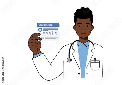 Doctor holds vaccine card