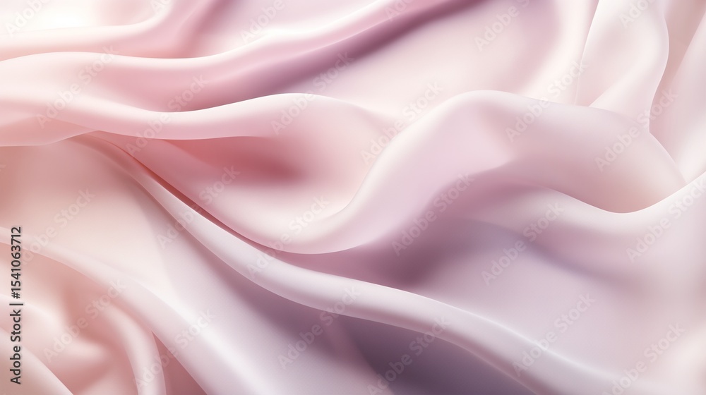 Fototapeta premium Soft silk fabric with delicate folds, smooth sheen, with white background