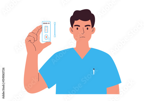 Man holds a COVID19 test The test shows a positive result