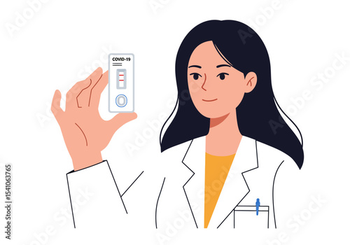 Vector doctor holds COVID19 test showing positive result wearing a lab coat