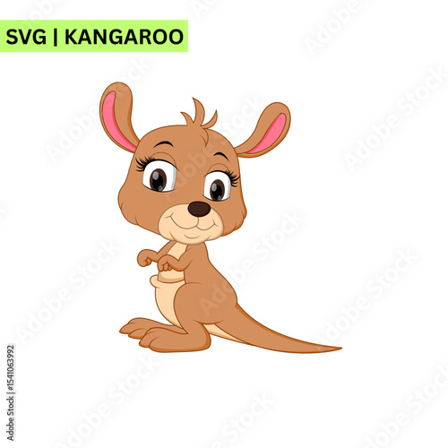 A charming vector logo design of a cute kangaroo in a playful stance, embodying adventure and friendliness in a bright and engaging format.