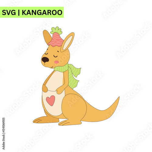 A fun kangaroo vector logo featuring a cute kangaroo with a bright smile, symbolizing joy and adventure in a lively modern design.