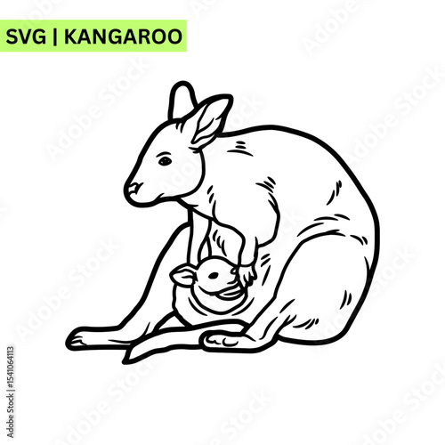 A charming vector logo design of a cute kangaroo with a friendly wave, embodying happiness and nature in a bright and inviting format.