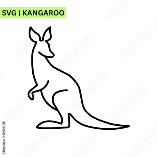 A playful kangaroo vector logo featuring a cute kangaroo with bright, expressive eyes, symbolizing joy and adventure in a cheerful modern design.