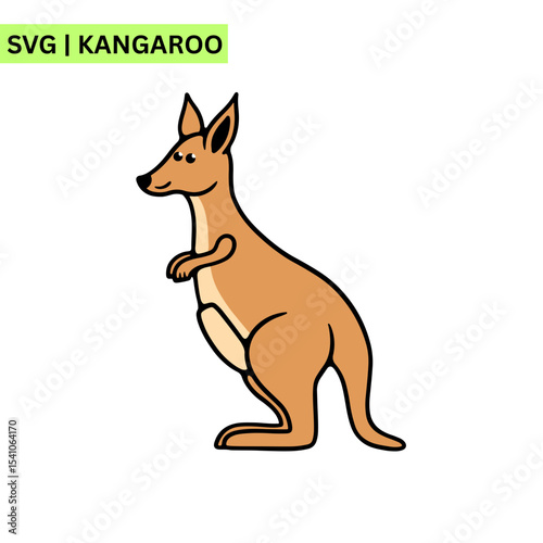 A playful kangaroo vector logo featuring a cute kangaroo with bright, expressive eyes, symbolizing joy and adventure in a cheerful modern design.