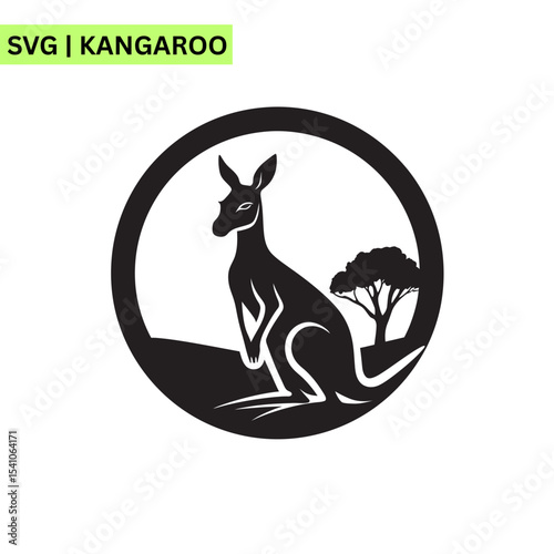 A charming vector logo design of a cute kangaroo with a friendly wave, embodying happiness and nature in a bright and inviting format.