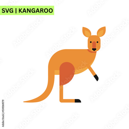 An adorable kangaroo logo illustration showcasing a friendly kangaroo hopping happily, representing fun and creativity in a vibrant vector style.