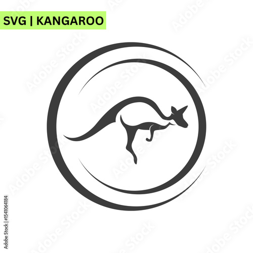 An adorable kangaroo logo illustration showcasing a friendly kangaroo hopping happily, representing fun and creativity in a vibrant vector style.