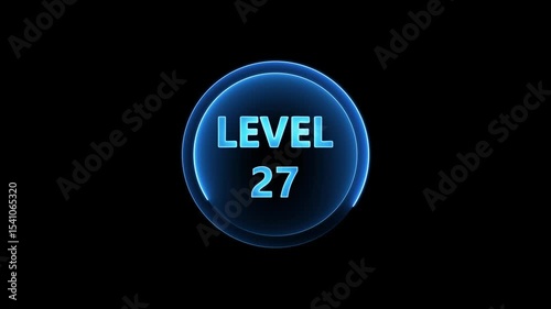 Level 2 neon glowing with neon circle animation. Ideal for futuristic game intros, digital screens, or cyberpunk-style level transitions and UI animations. 4k animation on transparent background