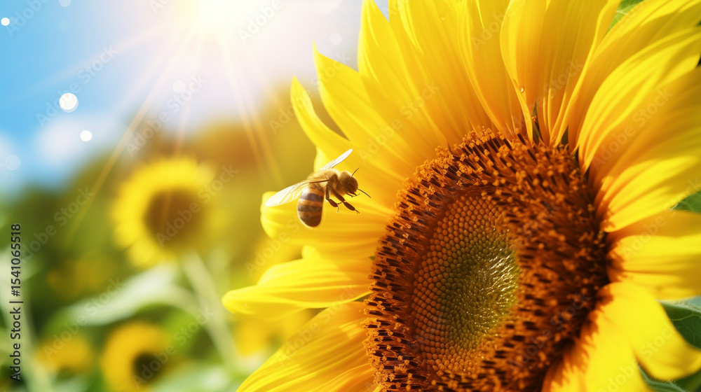 Fototapeta premium sunflower with bee