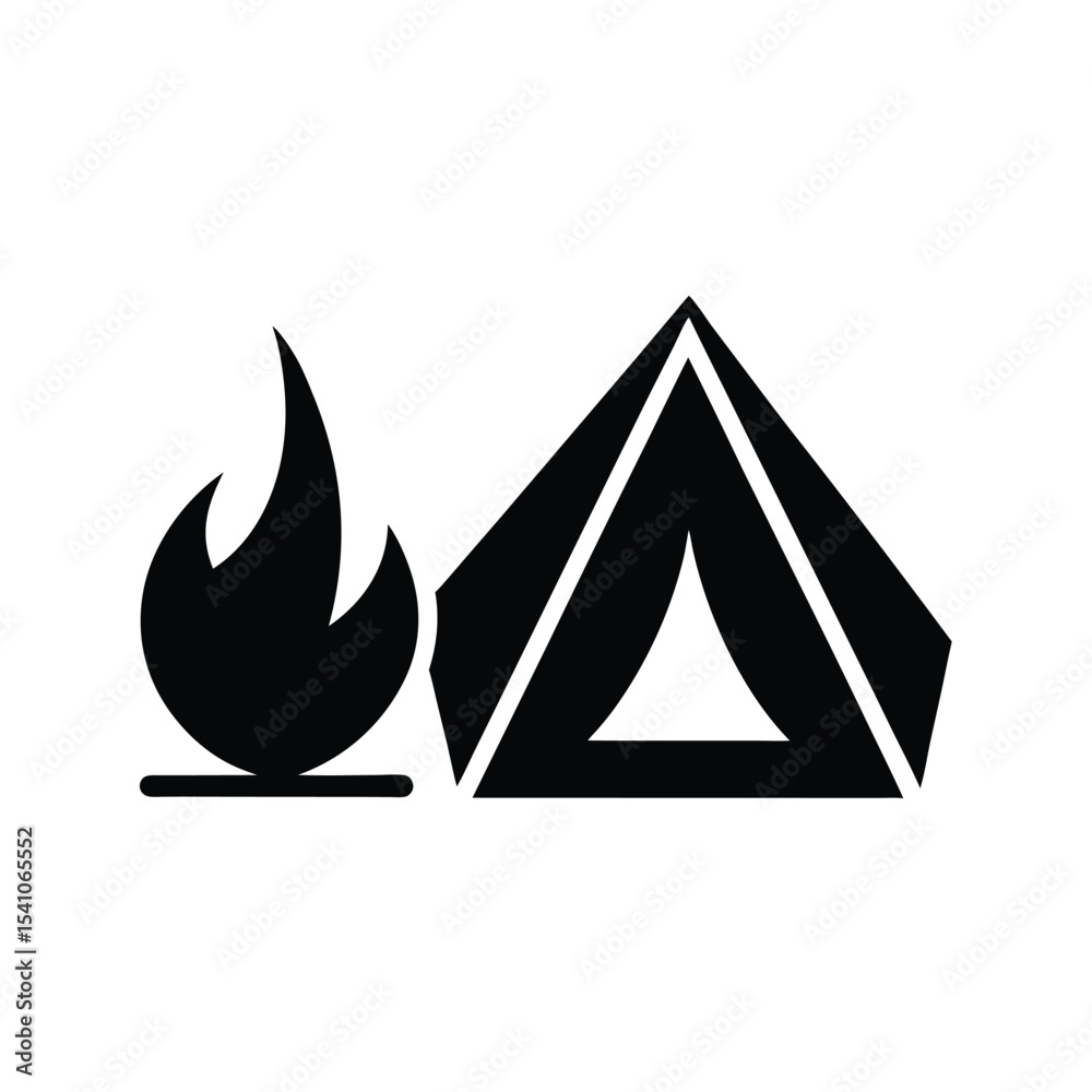 Fototapeta premium Tent Campfire Combo Icon Vector Illustration